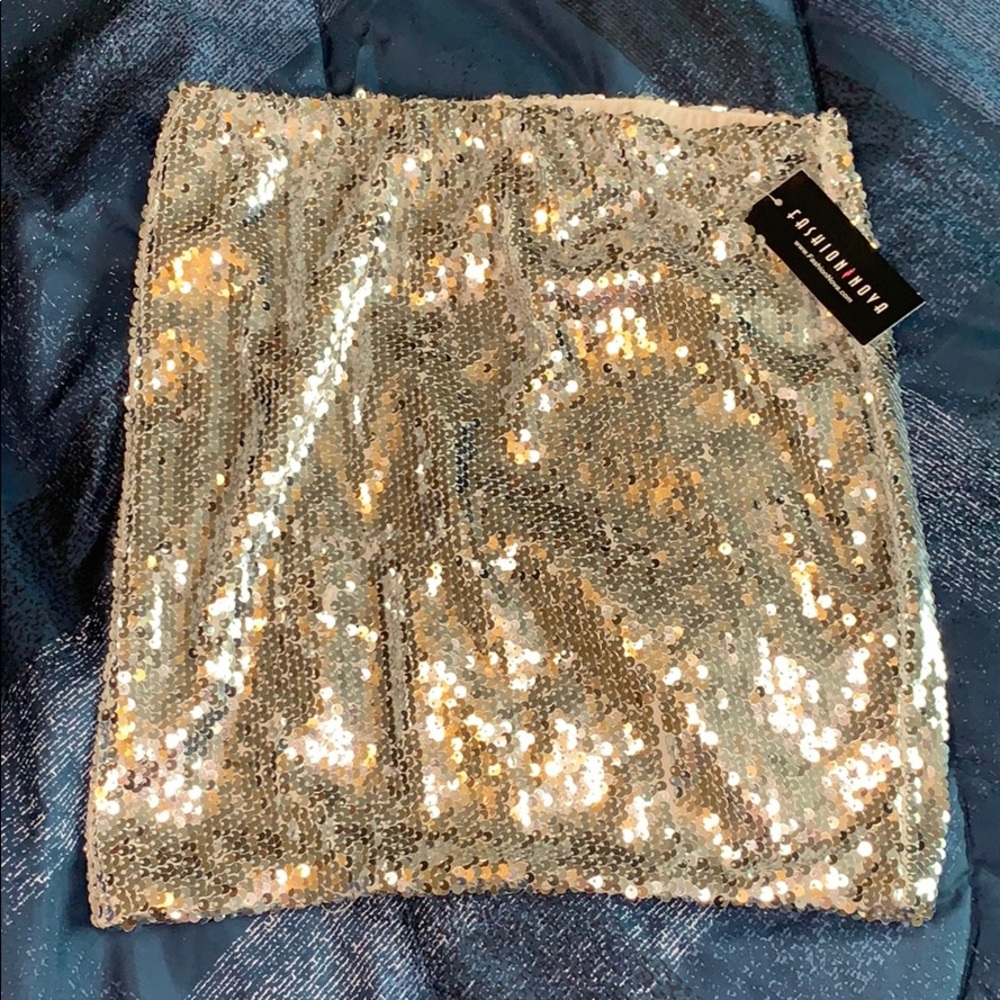 Silver Sequin Skirt